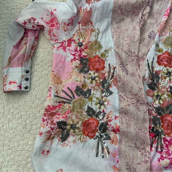 Aratta Silent Journey Jacket Small Hooded Lightweight Floral Embroidered Sequins - Picture 7 of 10